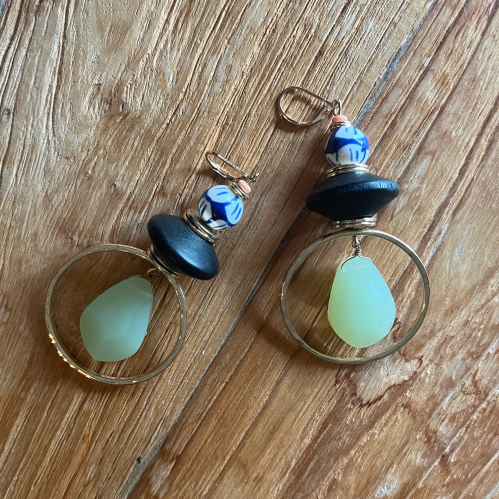 Anthropologie bead and hoop earring
